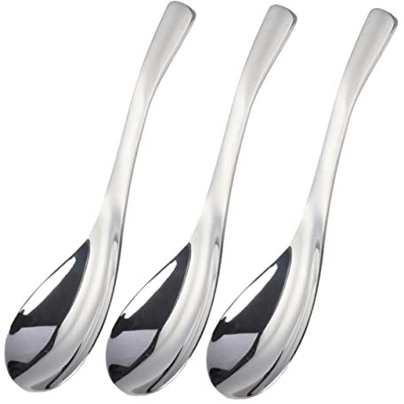 MAGICLULU 3St Esslöffel aus Metall Gewürzlöffel Rührlöffel aus Edelstahl große löffel Nachtisch Geschirr suppenlöffel Besteck Mahlzeit Löffel Verdickungslöffel Rostfreier Stahl einstellen