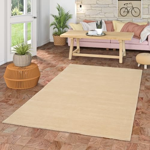 Pergamon Natur Wolle Gabbeh Teppich Maya Creme Beige für Wohnzimmer, Schlafzimmer