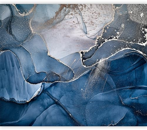 murando Fototapete Premium-Vlies Steinwand 500x350cm Foto Tapete Wohnzimmer Vliestapete XXL Motivtapeten Bildtapete 3d Effekt Wand Dekoration Marmor Marmoroptik Abstract Blautönen a-B-10097-a-a