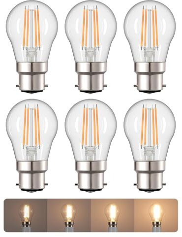 EDISHINE Bayonet LED Light Bulb 40W Equivalent, 4.8W B22 LED Bulb Dimmable, 2700K Warm White 420LM, P45 Golf Ball, Energy Saving Edison Light Bulbs for Interior Lighting, 6 Pack