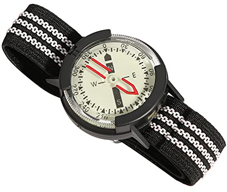 Kompassuhr, Leuchtendes Zifferblatt-Design, Ausgestattet mit Elastischem und Verstellbarem Armband, Wasserdichter Outdoor-Kompass für Camping, Tauchen, Wandern