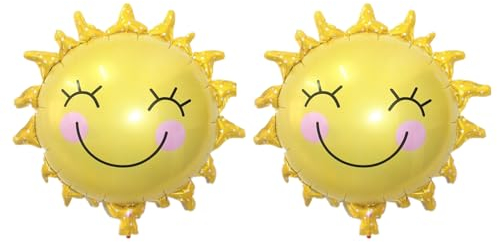 ALEGRE® Sonne Folienballon Geburtstag, 2 Stück XXL Luftballons Deko, Kindergeburtstag Folienballons, Helium Ballons für Sonne Thema Party Baby Shower, Sommerparty