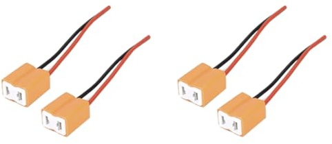 Epodmalx 4 Stück H7 Keramik LED Lampen Fassung Sockel Halter H7 Scheinwerfer Keramik Stecker Adapter Verlängerung Kupfer Kabel H7 Lampen Stecker