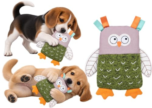 Flamingo - Spielzeug für Welpen wie Labrador, Beagle, Bulldogge und Border Collie - Britty Eule Grün, Sanft und Unterhaltsam