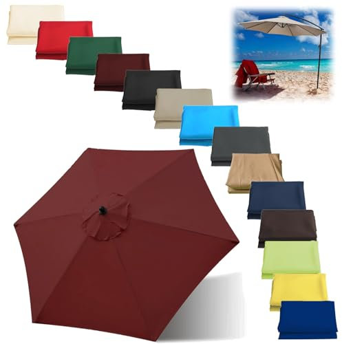 Auvent De Rechange Pour Parasol Hexagonal Octogonal (6 Bras 8 Bras) Housse De Remplacement Pour Parasol 2.0 M/2.7 M/3.0 M Remplacez L'ancien Auvent Toile De Rechange Housse De Parapluie(Color:Burgundy