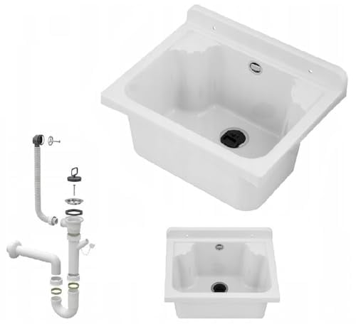 Fregadero de vertido, lavabo, lavabo, lavadero, exterior, jardín, garaje, sótano, lavandería, taller, 4 colores (blanco)