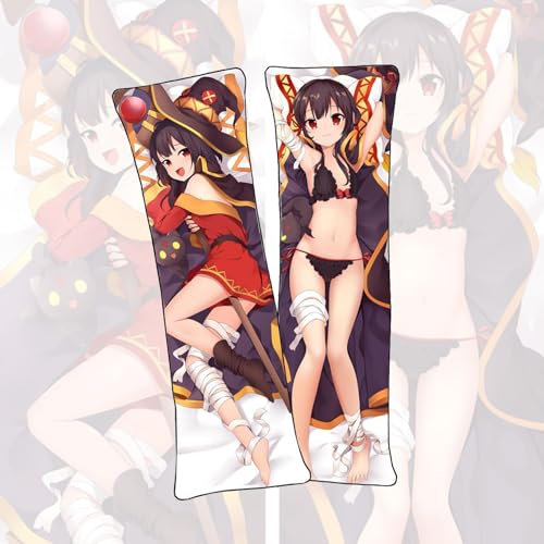 FZYUYU Anime Körperkissen Kono subarashī Sekai NI shukufuku wo! Megumin Dakimakura Körperkissen Anime Doppelseitig bedruckter Kissenbezug Kissenbezug Kissen-Megumin-b, 50x150cm Peach Skin