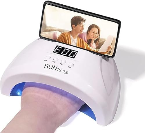 SQUADO Lampada UV LED Per Smalto, 48W, 4 Impostazioni Timer, Sensore Automatico, Con Supporto Per Telefono