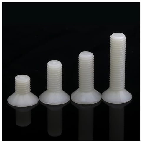 Voirrow 50 Viti a Testa Piatta in Nylon M3/M4/M5/M6/M8,6-40 mm, bullone a Croce a Testa Svasata, Vite a Macchina in plastica Bianca, Vite in plastica isolata(8mm,M3 (50Pcs))
