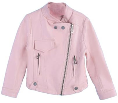 WOXIHUAN Giacche Ecopelle Bambino - Manica Lunga - Giubbotti Finta Pelle Moto Autunnali Invernali - Cappotti per Bambini e Ragazza Rosa 6-7 anni