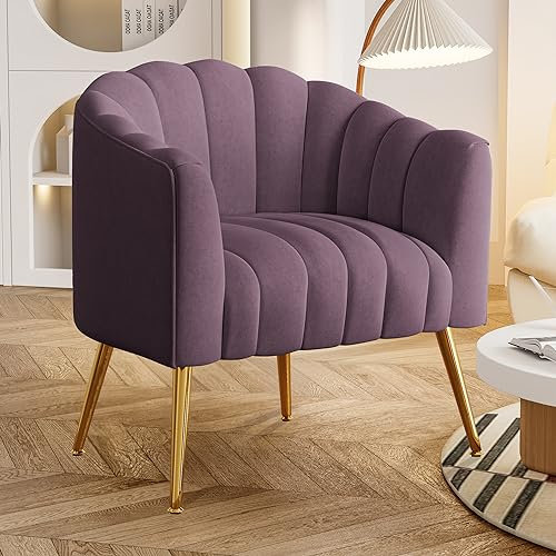 Übergroßer Kürbis Akzentstuhl, Moderner Bequemer Samtgepolsterter Sessel, Luxus Einzelsessel für Wohnzimmer, Warteraum, Büro und Schminktisch, (lila)