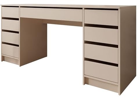 Mirjan24 Schreibtisch Ada Bis, 9 Schubladen Schülerschreibtisch Computertisch B:H:T 154x76x55cm, Kinderschreibtisch Arbeitstisch PC-Tisch Jugendzimmer Kinderzimmer (Sandbeige)