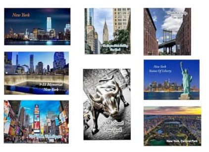 Kühlschrankmagnet New York City Skyline, Manhattan, Sammlerstück, NY, Reise, Souvenir, Kühlschrankmagnet, 5 x 7,6 cm, 8 Stück