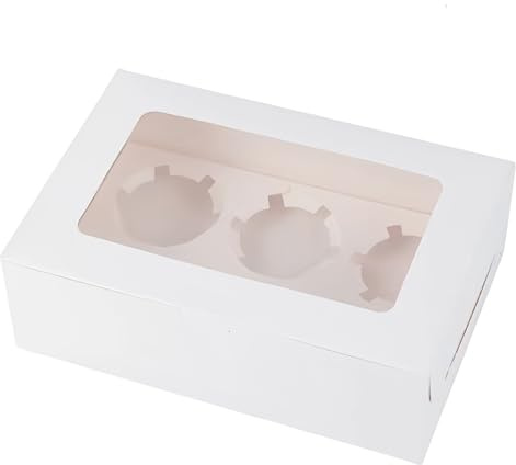 C.X.Y. 50 Stück Muffin Cupcake Boxen mit Bodenlöchern Fenster Vitrine Transparent Süßigkeiten Kuchen (6 Löcher +)