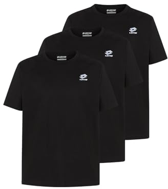 Lotto T-Shirt Herren 2 Farben M-5XL I 3er Pack I Baumwolle I Kurzarm | Basic Shirt mit kleinem Logo I Regular Fit I 100% Baumwolle