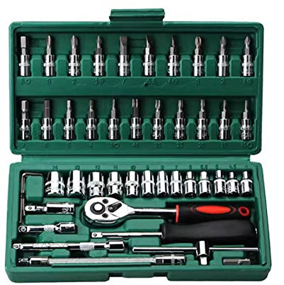 SEAYACK Socket- Set 46 Piece Socket- Wrench- Set 1/4 Inch Ratchet- Set Tools Set Metal