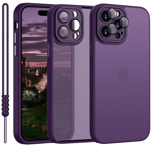 YUANDMI Cover per iPhone 15 Pro Max, Custodia per iPhone 15 Pro Max Traslucida Opaca Case Ultra-Sottile Silicone Anti-Scivolo Resistente ai Graffi, Viola Scuro