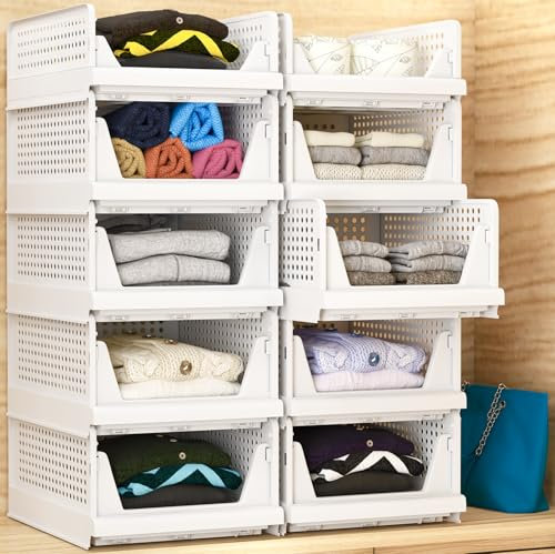 Unique Impression 5 Pack Wardrobe Storage Organiser - Storage Boxes for Clothing Organiser - drawers for inside wardrobe - Stackable Drawers - Closet/Cupboard Shelves for Kitchen,Bedroom