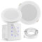 Power Dynamics A50 Bluetooth Deckenlautsprecher Set – 2X Einbaulautsprecher 5 IPX5 Wasserdicht – 80W Verstärker – Badezimmer & Außenbereich – Unterputzradio, 55mm Tief - Weiß/Weiß