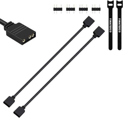 YIMATEECO ARGB Verlängerungskabel 5V 3-polig Adressierbarer ARGB Splitter-kabel Buchse auf Buchse Fan Splitter LED Synchronkabel Draht für CPU-Kühler und LED-Serien (30CM, 2Stü, 1 auf 1, Schwarz)