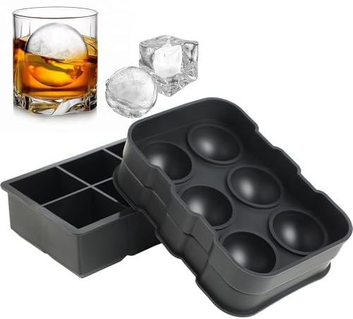 2 Stück Eiswürfelform Silikon – Große & Runde Eiswürfel mit Trichter – BPA-freier Eiswürfelbehälter, Wiederverwendbar für Whiskey, Cocktails