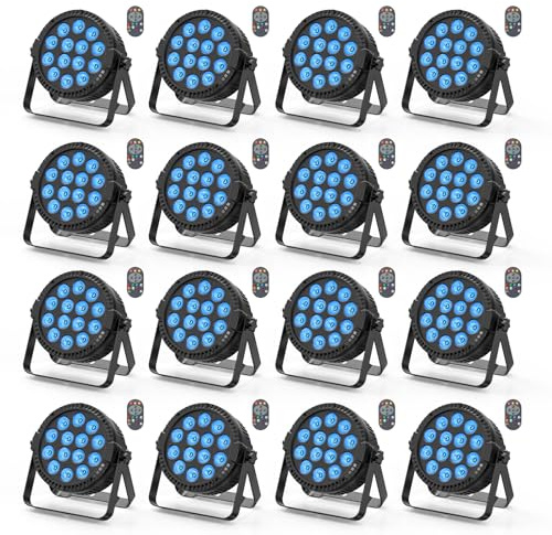 HOLDLAMP 16 Stücke 84W RGBW Bühnenlicht LED Par Strahler mit Fernbedienung DMX Discolicht Partylichter für Bar DJ KTV Disco Geburtstag Halloween Weihnachten