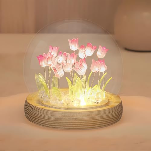Bomiclss Tulip Lamp, DIY Tulip Night Light, Handmade Tulip Night Light Material Pack, Bedroom Home Decor, Gifts for Women (Pink)