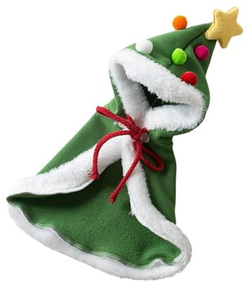 Weihnachtsumhang für Hunde mit Weihnachtsmann-Baum, Haustierumhang mit Hut für kleine Hunde, Tierumhänge