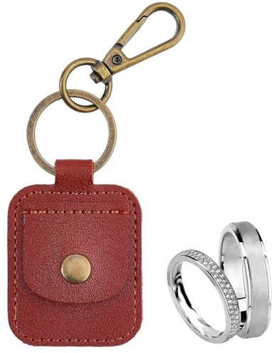 craspire Lederringhalter Schlüsselanhänger Tragbarer Turnringhalter Dunkelrotes Schmuck Reiseetui Schlüsselanhänger Mini Münzbeutel Für Ehering Halskette Gitarrenplektren Geschenk Für Frauen Männer