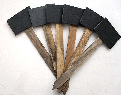 6 Gartenstecker aus Schiefer, 7,5 x 34 cm, Farbe: braun/schwarz