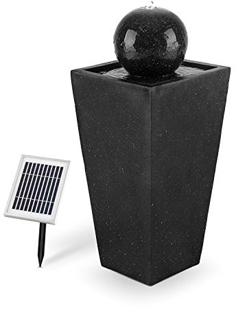 blumfeldt Königsbrunn - Fontaine sur Socle en polyrésine Effet Basalte avec Boule déco (200 l/h, lumière LED à énergie Solaire, Jets d'eau 40cm)
