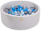 MEOWBABY Piscina de Bolas 90X30cm/200 Bolas ∅ 7Cm Piscina de Bolas Certificada para Niños Hecha en EU Gris Claro: Azul/Transparente/Azul Bebé/Plata/Gris