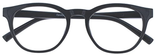 OPULIZE BLU Blaulichtfilter Lesebrille für Damen Herren, Blendfreie UV400-Schutz Federscharnier Anti-Müdigkeit, Runder Rahmen, Computerbrillen Gaming, Grau +1,50