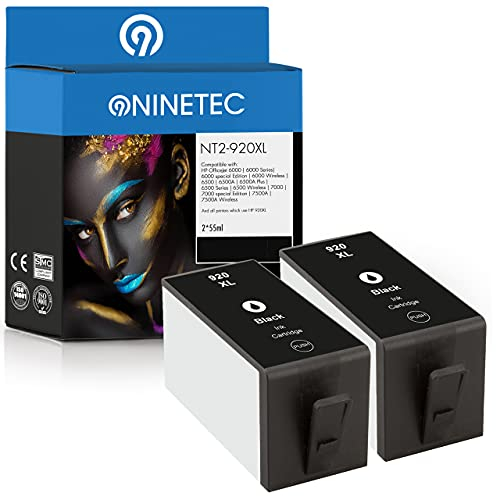 NINETEC NT-920XL 2er Patronen Black kompatibel mit HP 920XL HP920 | Für HP OfficeJet 6000 Wireless 6500 A 6500 A Plus 6500 Wireless 7000 Special Edition 7500 A Wireless