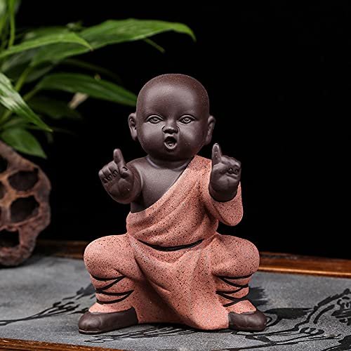 Pevfeciy Kung Fu Mönch Figur Deko Buddha Statuen Keramik Handwerk Tea Tray Zubehör Meditations Wohnaccessoire Miniatur Salon Ornamente,Buddha-Skulptur als Wohn-Accessoire Feng Shui Dekoration