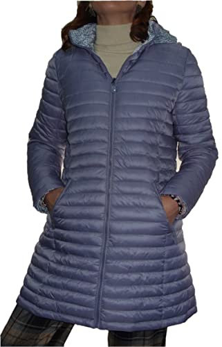 Fantasy Giacca Lunga 100gr. Leggero Mezze Stagioni Trapuntino Donna Taglia Comoda (Celeste Cenere, 54 IT Donna)