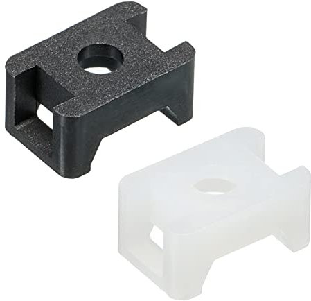 sourcing map Cable Tie Mount Base Saddle Type 3.5mm Screw Hole Dia Wire Holder 100 Pack Black and 50 Pack White for Wire Management