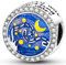 NUJIFFY 925 Silber Charms Anhänger, Blau Mond Sternen Sonne Kreuz Herz Feder Jungfrau Maria Boho Bead Juwelen für Armband Bracelet Niedlich Damen Erwachsene Friend Schwester Sister Geburtstag Geschenk