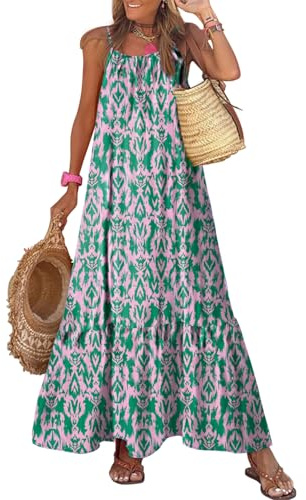 Dokotoo Beach Dresses for Women Summer Casual Maxi Dresses Green M
