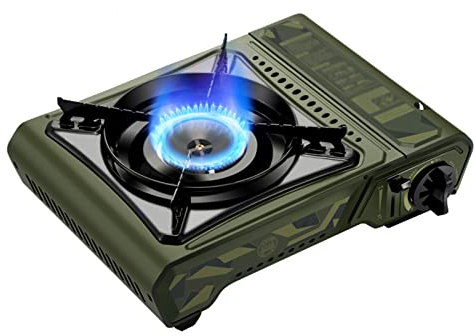 Réchaud à gaz portable au butane, réchaud de camping coupe-vent, allumage piézoélectrique, brûleur de réchaud au butane portable for la cuisine en plein air, la randonnée, la randonnée, les urgences à