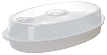 Vaporizador de pescado, utensilios de cocina ovalados con estante, plato de vapor, plato de pescado al vapor, horno microondas, vaporizador for pescado al vapor, albóndigas vegetarianas