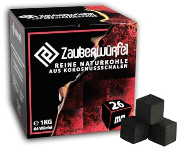Zauberwürfel 26er Würfel 20kg Premium Kokosnuss Naturkohle - Kohle aus Kokosnussschalen für BBQ, Grill - Grillkohle mit Langer Brenndauer, hoher Hitze und niedrigem Aschegehalt (20)