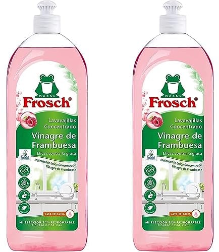 Frosch Lavavajillas a Mano Concentrado, Frambuesa, Negro, Estandar, 750 Mililitros (Paquete de 2)