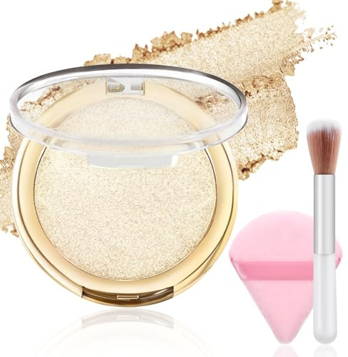 Apooliy 3-teiliges Highlighter-Puder-Palettenset, Schimmerndes Highlighter-Make-Up, Iluminador, Langanhaltend, Wasserfest, Rouge-Puder