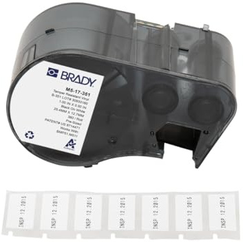 Brady Manipulationssicheres Vinyl-Vorgefertigte Etiketten für Etikettendrucker BMP51/BMP53/M511 - 360 Klebeetiketten - Schwarz auf Weiß (25,40 mm (B) x 12,70 mm (H)) - M5-17-351