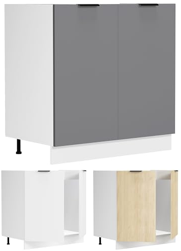 VCM Fregadero Mueble bajo Ancho 80 cm Fregadero Mueble bajo Fregadero Cocina Fasola Blanco