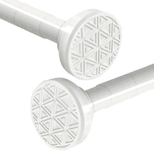 wintfarm Bastoni per tenda da doccia estensibili, 48-133 cm, senza trapano, asta regolabile per tenda da doccia, antiscivolo, non arrugginisce, in acciaio inossidabile 304 (bianco)