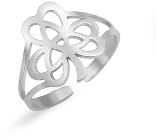 Dreamtimes Hohle keltische Kleeblatt Ring Edelstahl offene verstellbare Triquetra Knoten Ringe für Männer/Frauen Wikinger Boho Schmuck mit irischer Symbolik