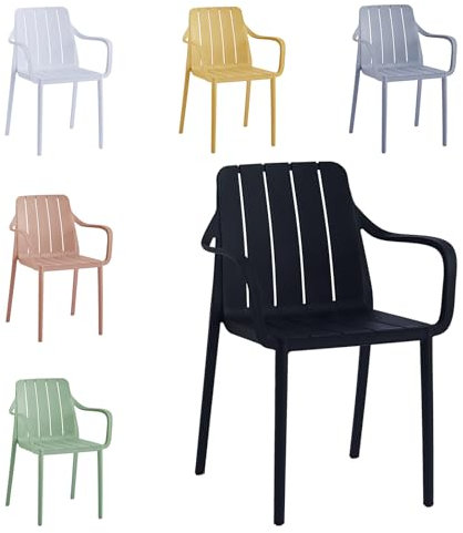 VORTIVO Gartenstuhl stapelbar - Hochwertige Outdoor-Stühle in Schwarz, wetterfest, UV-beständig, bis 200 kg – für Balkon, Terrasse & Esszimmer
