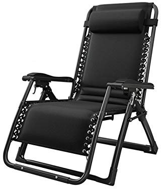 Fauteuil inclinable portable pliable Zero Gravity pour plage, jardin, terrasse et bureau - Siège confortable noir pour la détente et les loisirs